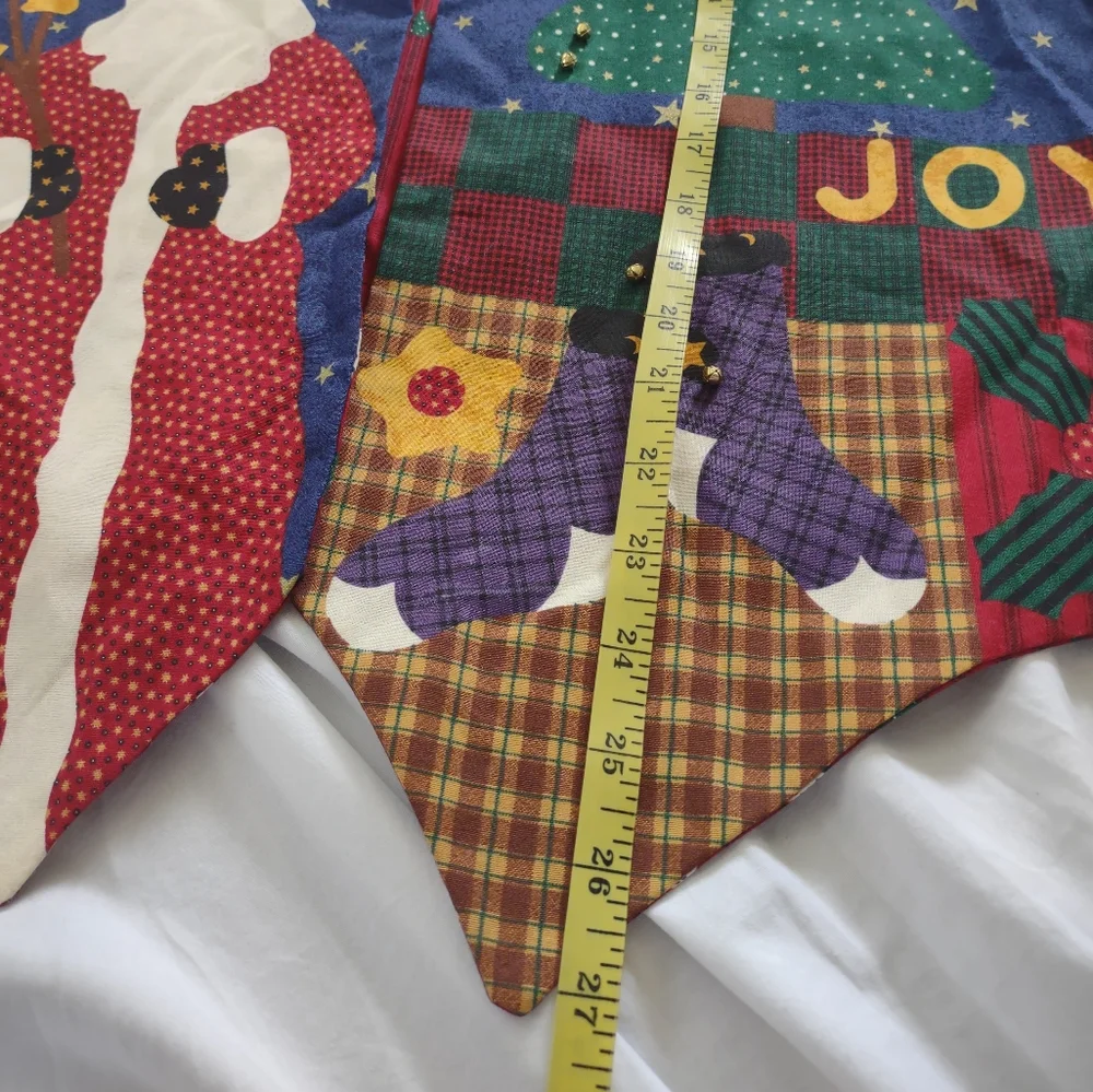 Vintage Christmas Vest Patchwork Reversible Holiday Multicolor 1990s Bell accent - Picture 6 of 7